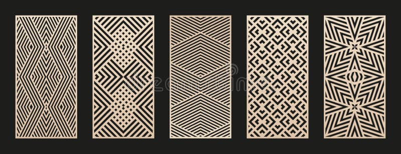 Laser Cut Patterns Set. Vector Abstract Linear Geometric Ornament ...