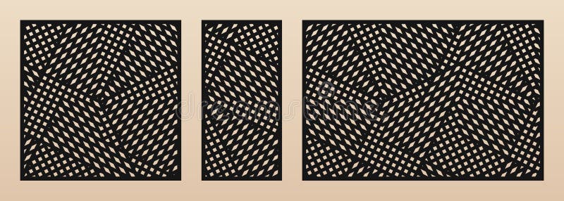 Laser cut patterns set. Vector design with modern abstract geometric texture