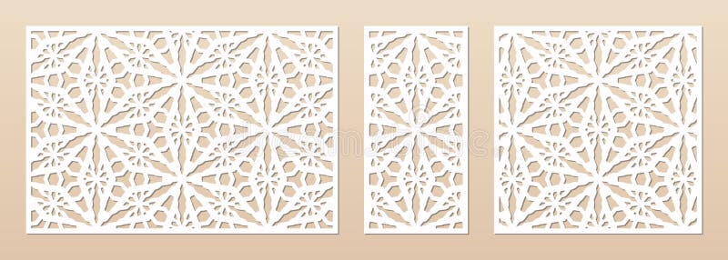 Laser cut patterns. Vector design with elegant geometric ornament, abstract grid