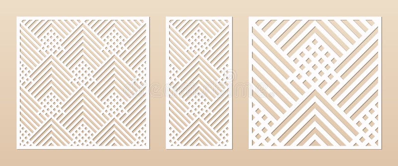 Laser cut template. Elegant vector panel with abstract geometric grid pattern