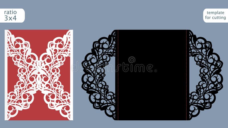 Laser Cut Wedding Invitation Card Template Vector Die Cut Paper Card With Abstract Pattern Cutout Paper Gate Fold Card For Laser Stock Vector Illustration Of Gift Background 100181366