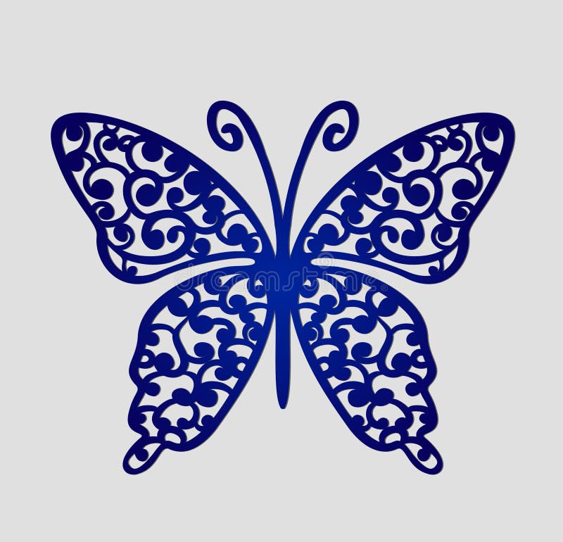 Laser cut wedding place cards, vector cutout butterfly.