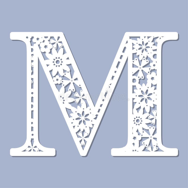 Laser Cutting Pattern Letter M Vector Stock Vector