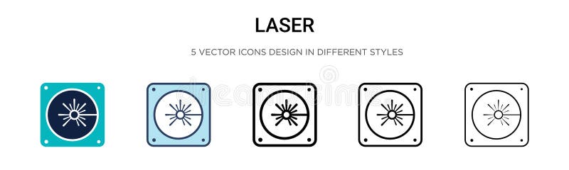 Laser icon in filled, thin line, outline and stroke style. Vector illustration of two colored and black laser vector icons designs stock illustration