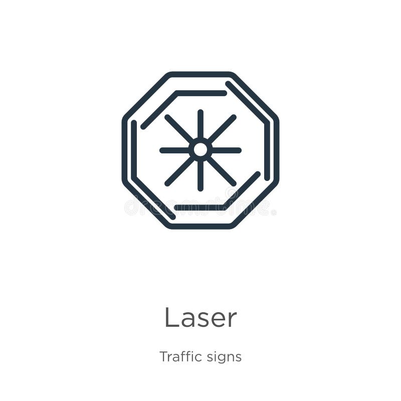 Laser icon. Thin linear laser outline icon isolated on white background from traffic signs collection. Line vector sign, symbol stock illustration