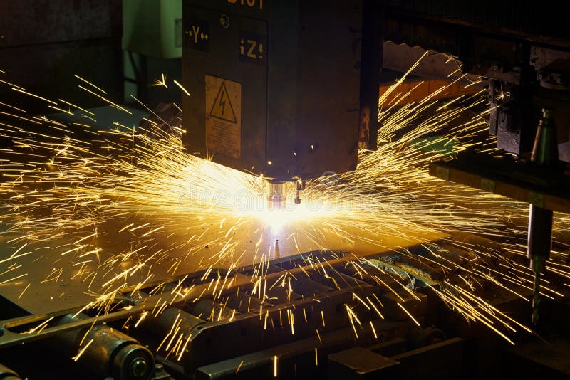 Laser or Plasma Cutting Technology of Flat Sheet Metal. Stock Image