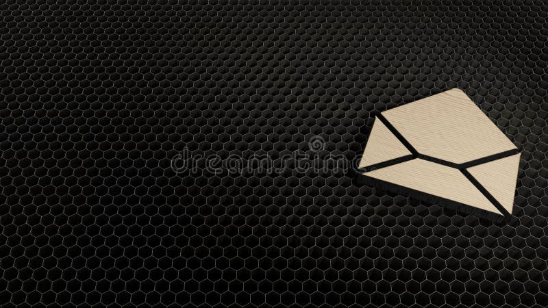 Laser-Schnittsperrholzsymbol des offenen Papierumschlags stockfotos