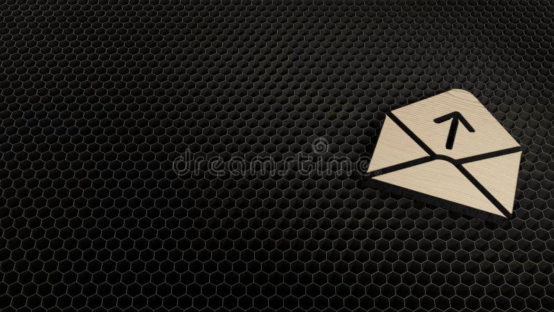 Laser-Schnittsperrholzsymbol des offenen Papierumschlags lizenzfreies stockfoto