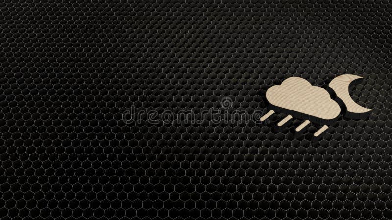 Laser-Schnittsperrholzsymbol des regnerischen Wolkenmondes lizenzfreie stockfotos