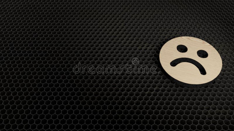 Laser-Schnittsperrholzsymbol von Emoticons trauriges 1 lizenzfreie stockfotos