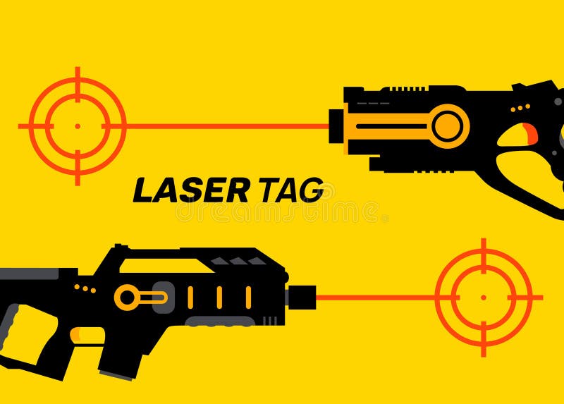 Laser Tag Gun Game Icon. Vector Laser Tag Futuristic Logo Weapon Stock