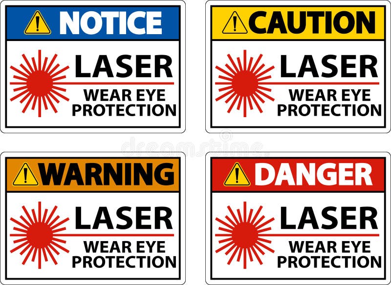 Laser Wear Eye Protection Sign on White Background Stock Vector