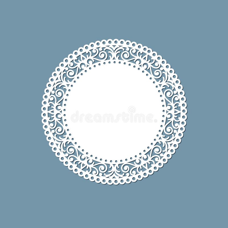 Lasercut lace doily design. Round pattern ornament. Template mockup of a round white lace doily, napkin, lasercut frame. Design element for lasercut elegant vintage invitation banner. Vector lacÐµ doily. Lasercut lace doily design. Round pattern ornament. Template mockup of a round white lace doily, napkin, lasercut frame. Design element for lasercut elegant vintage invitation banner. Vector lacÐµ doily