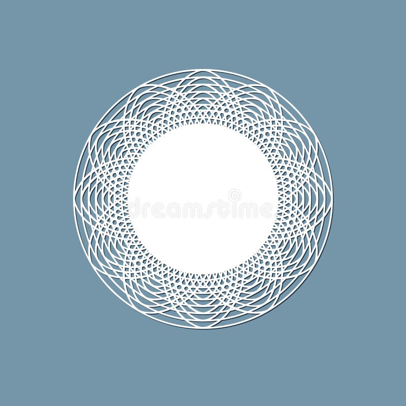 Lasercut lace doily design. Round pattern ornament. Template mockup of a round white lace doily, napkin, lasercut frame. Design element for lasercut elegant vintage invitation banner. Vector lacÐµ doily. Lasercut lace doily design. Round pattern ornament. Template mockup of a round white lace doily, napkin, lasercut frame. Design element for lasercut elegant vintage invitation banner. Vector lacÐµ doily