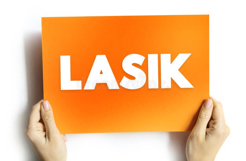 LASIK commonly referred to as laser eye surgery or laser vision correction, text concept on card for presentations and reports.