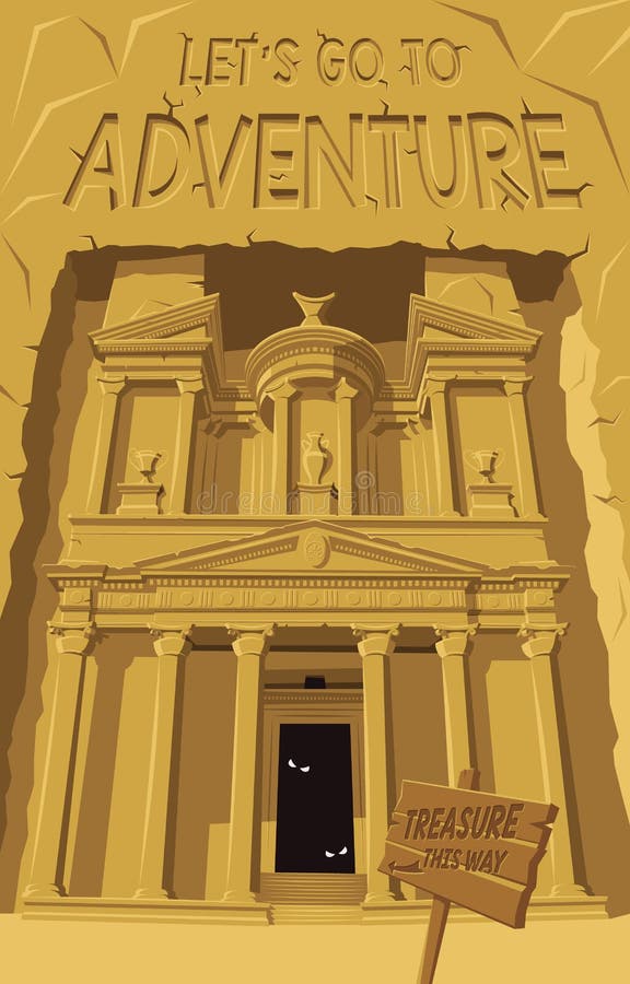 Lassen Sie ` s gehen, in Petra Ancient-Tempel zu wagen vektor abbildung