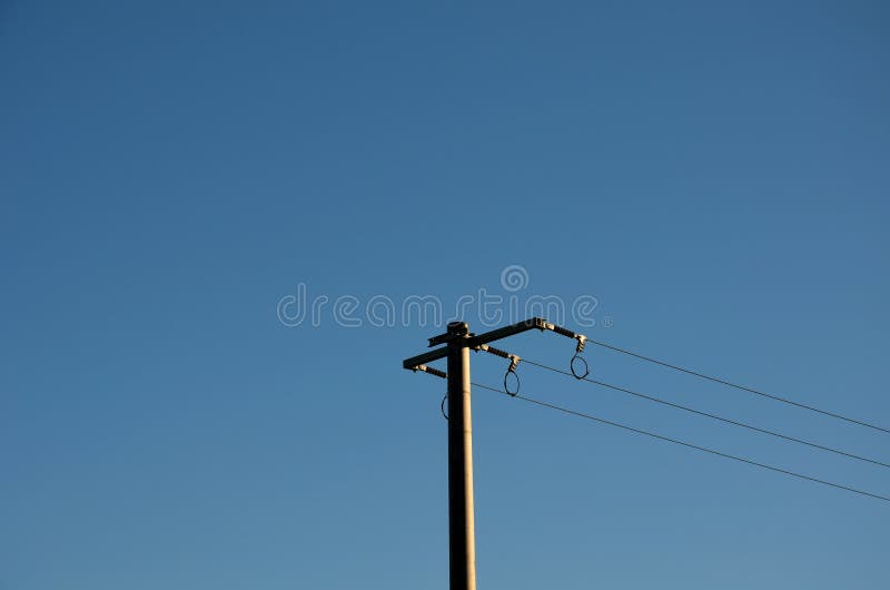 The last column of the new concrete high-voltage column. preparation stock photo