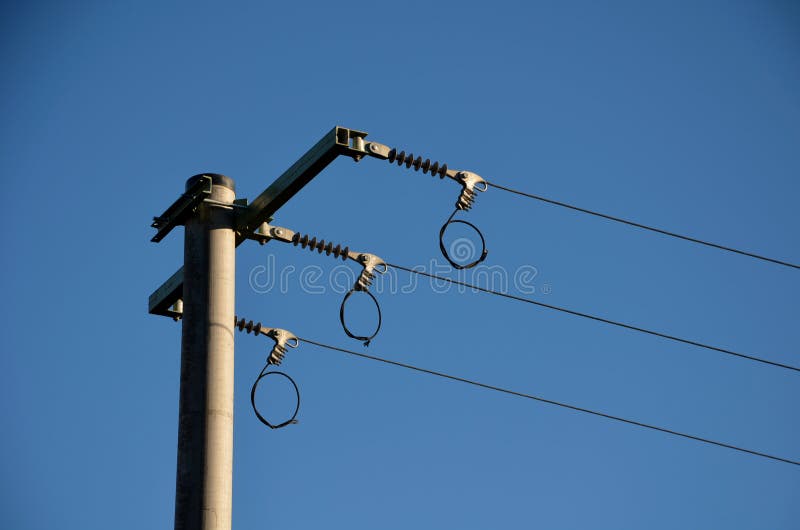 The last column of the new concrete high-voltage column. preparation royalty free stock images