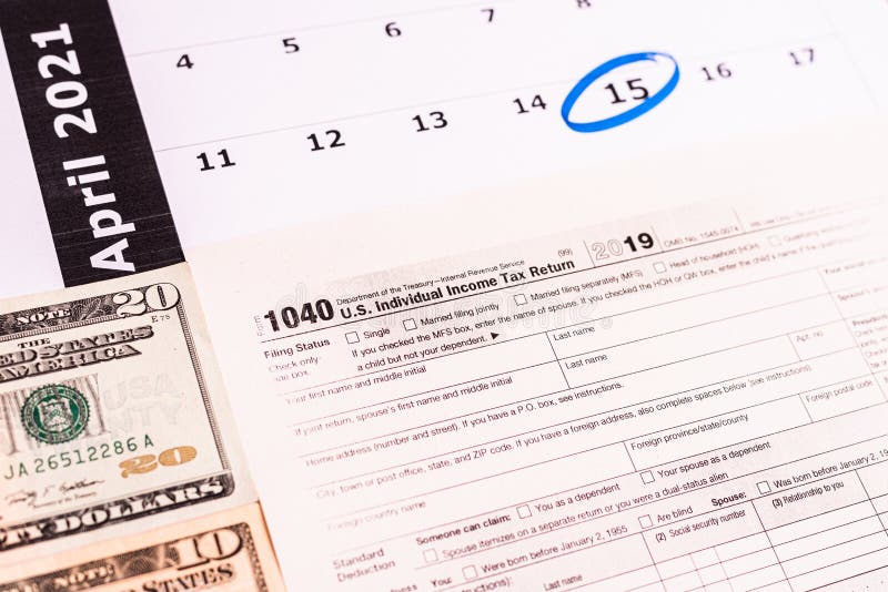 Last Day To File Taxes through Form 1040 is April Editorial Stock Image