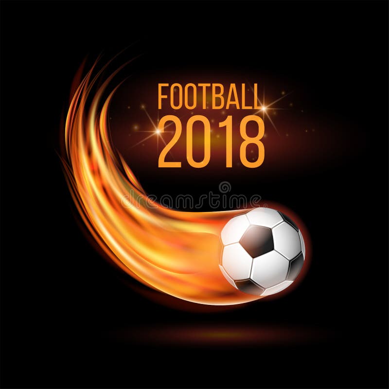 Latająca futbolu lub piłki nożnej piłka na ogieniu ilustracji Latająca futbolu lub piłki nożnej piłka na ogieniu ilustracji