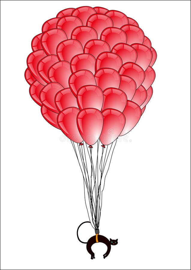 Latający balon z kotem ilustracji Latający balon z kotem ilustracji