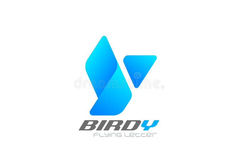 Latający ptak jako Listowy Y loga geometrycznego projekta wektoru szablon Komarnica faborku stylu Korporacyjnego biznesu logotypu royalty ilustracja