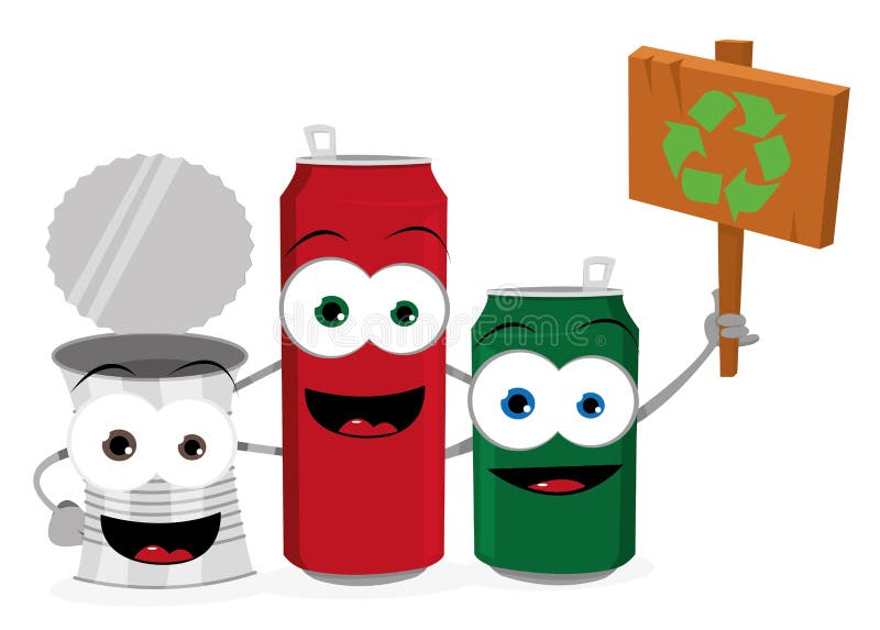 Latas Vacías Divertidas Que Celebran El Reciclaje De La Muestra Ilustración del Vector - Ilustración de muestra, latas: 26515242