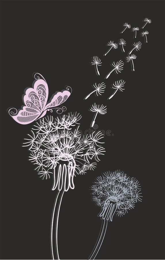Latać piórka od dandelion royalty ilustracja Latać piórka od dandelion royalty ilustracja