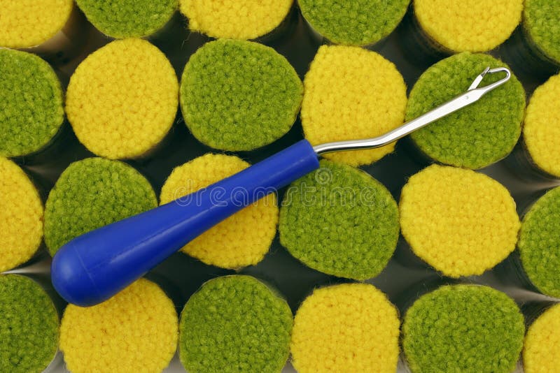 Latch Hook Rug Making Supplies Stock Image Image of crafts, yellow