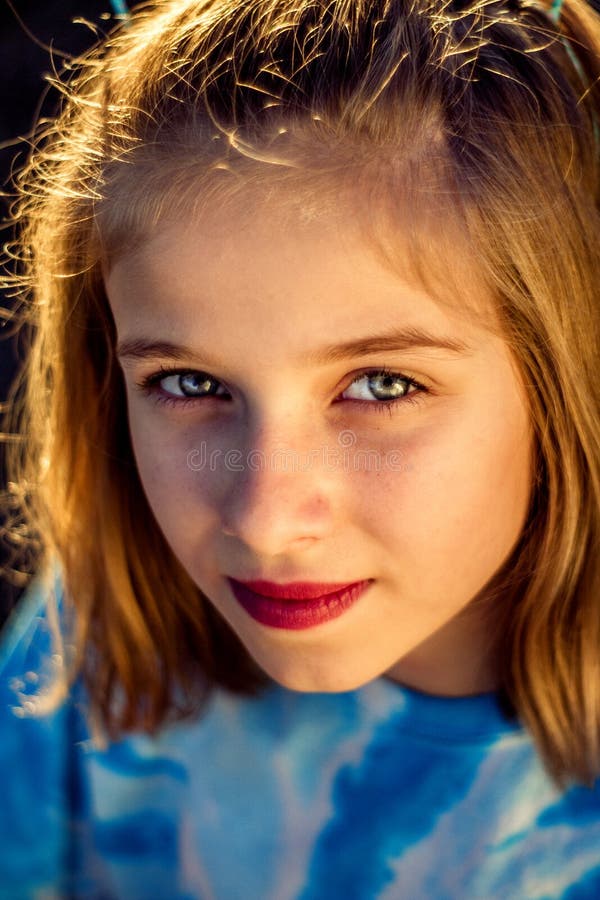Late Afternoon Natural Light Closeup Portrait of Preteen Girl royalty free stock photo Late Afternoon Natural Light Closeup Portrait of Preteen Girl royalty free stock photo