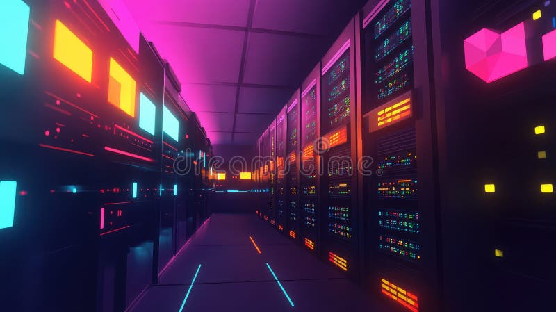 Latency stretching server farm stock illustration