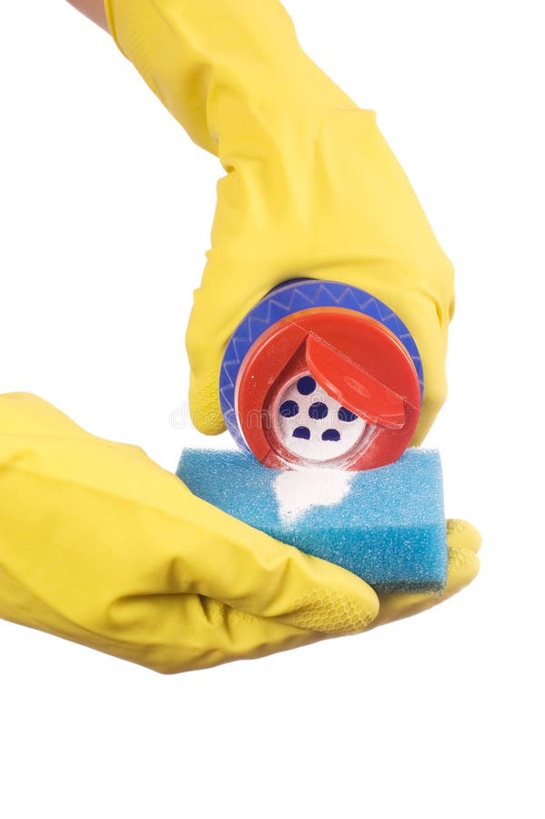 Latex Glove and Sponge royalty free stock photography Latex Glove and Sponge royalty free stock photography