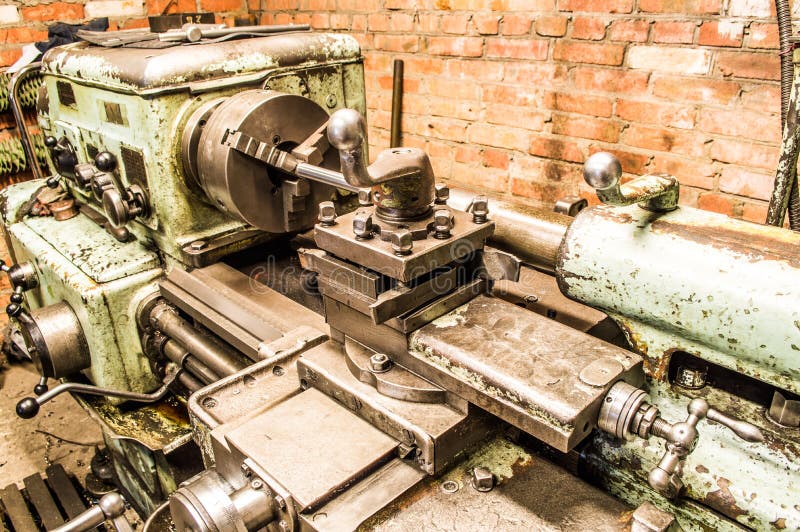 Lathe in factory stock photo. Image of machine, manufacturing - 77358404