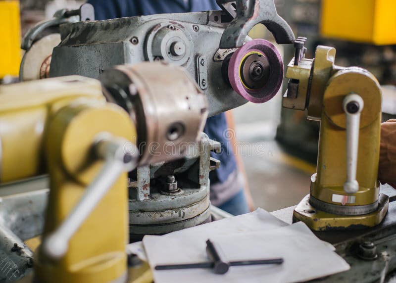 Lathe Machine in a Part of the Lathe. Stock Image Image of
