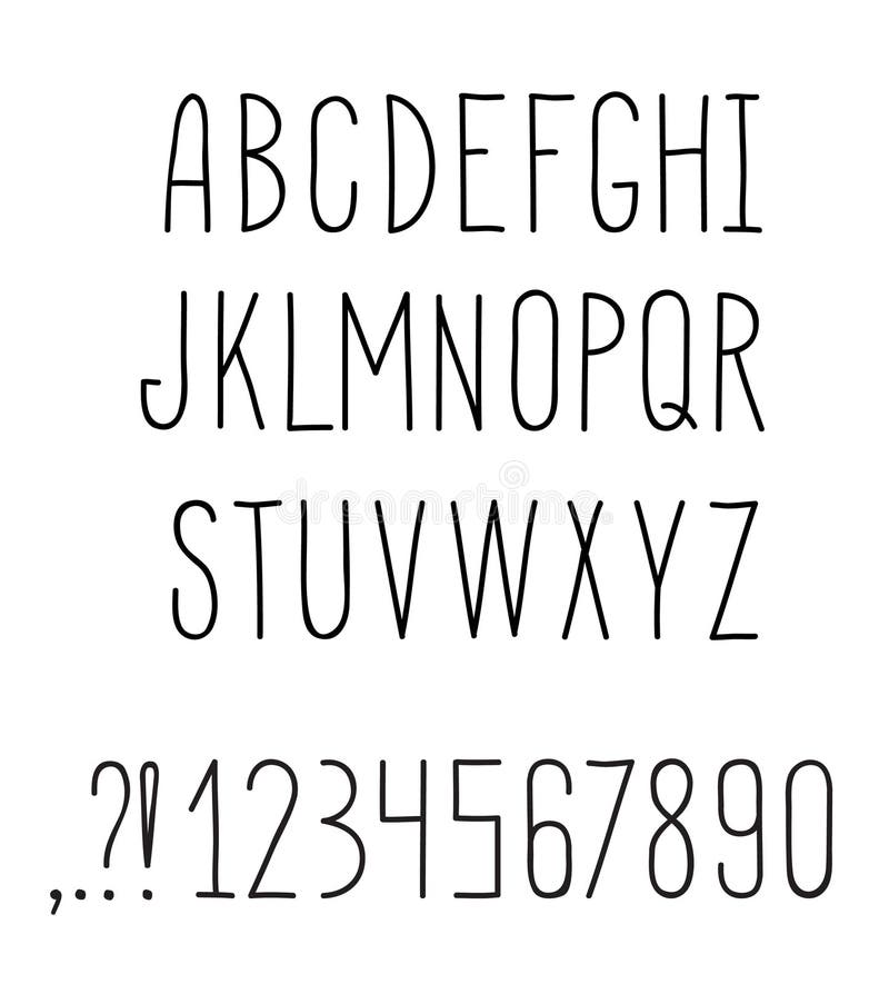Latin alphabet. Grunge line decorative font. royalty free illustration