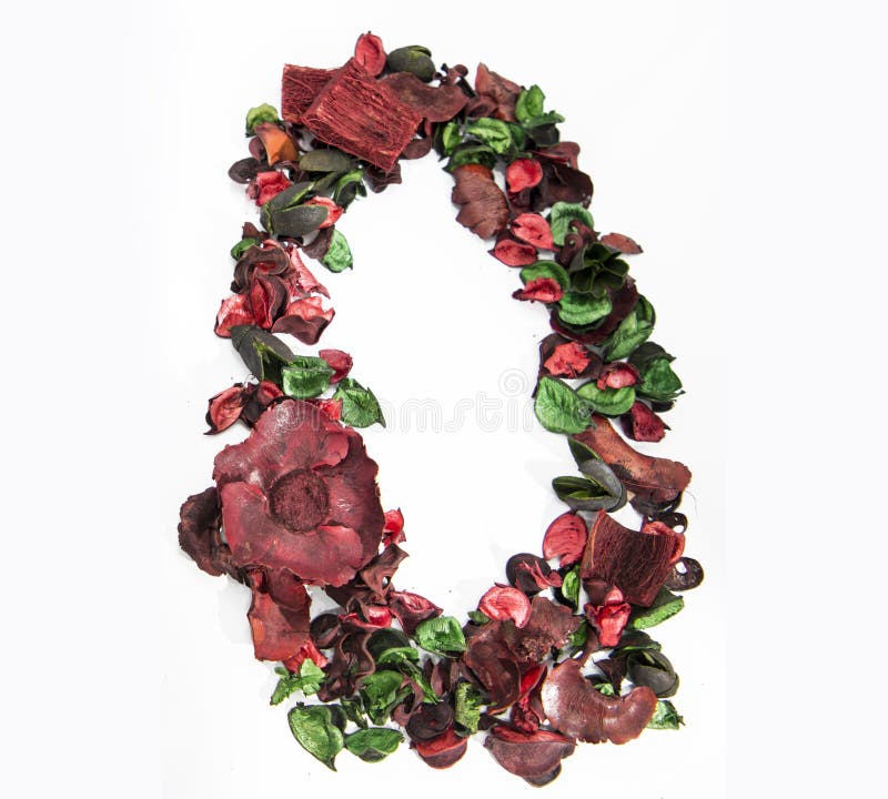 Latin Alphabet Number Made from Dry Rose Flowers Stock Illustration