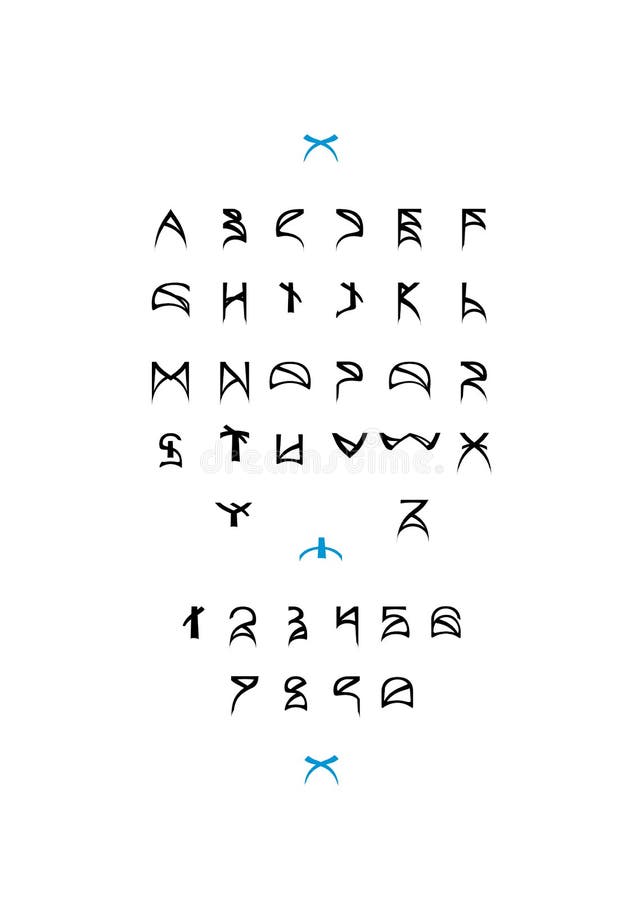 Latin Alphabet with Numbers. Stock Vector Illustration of modern