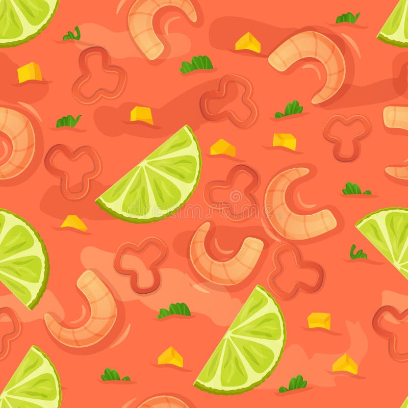 Latin american Moquecaca seamless pattern. Brazillian stew illustration in cartoon style vector illustration