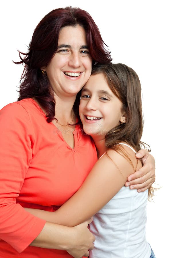 Mature Mother Hugging Daughter Portrait High