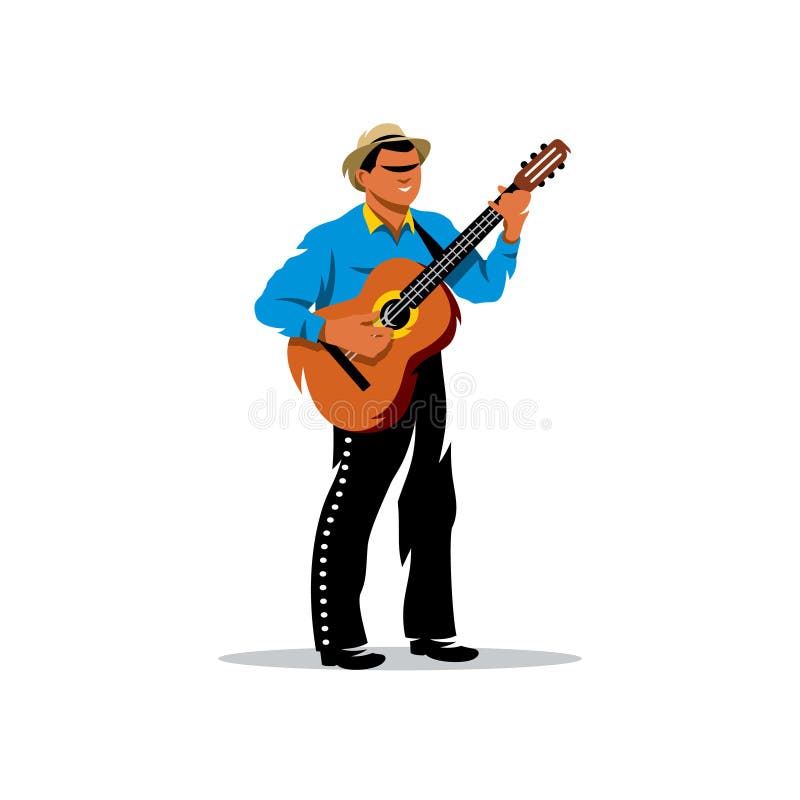 Mexican Musician with Guitar. Vector Illustration. Stock Vector ...