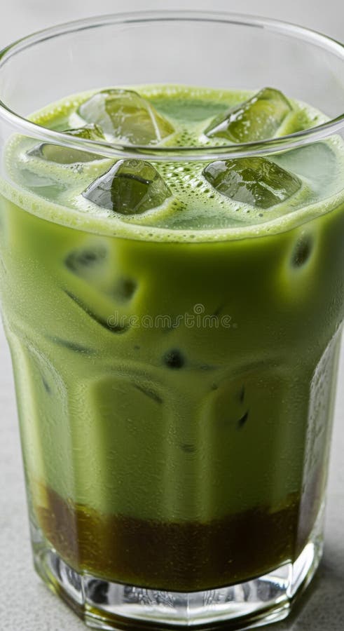 Latite de Matcha Forçada com Camada de Açúcar Marrom ilustração do vetor