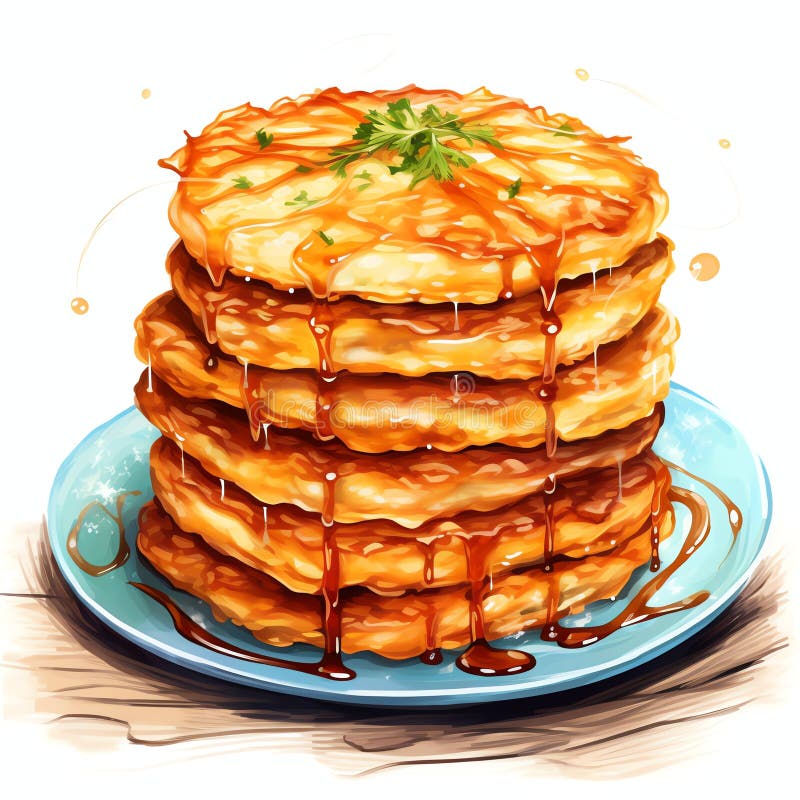 Latkes hanukkah żydowski akwarela royalty ilustracja