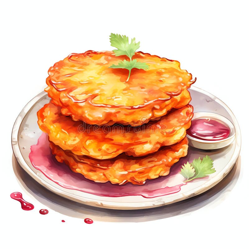 Latkes hanukkah żydowski akwarela ilustracja wektor