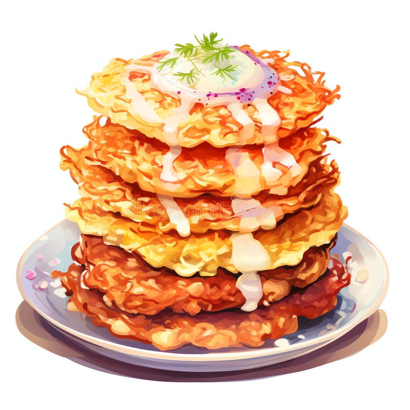 Latkes hanukkah żydowski akwarela ilustracji