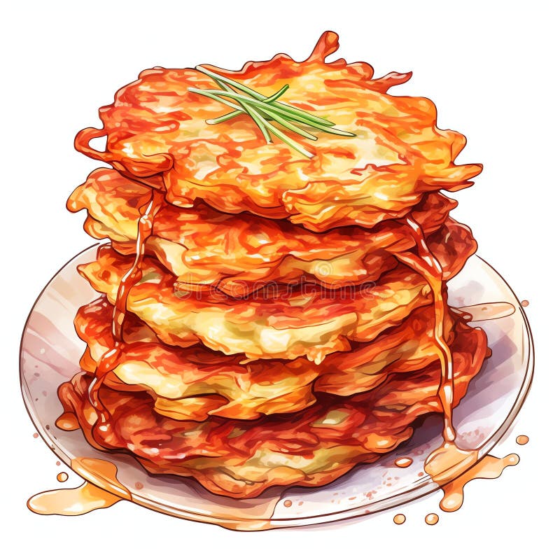 Latkes hanukkah żydowski akwarela ilustracja wektor