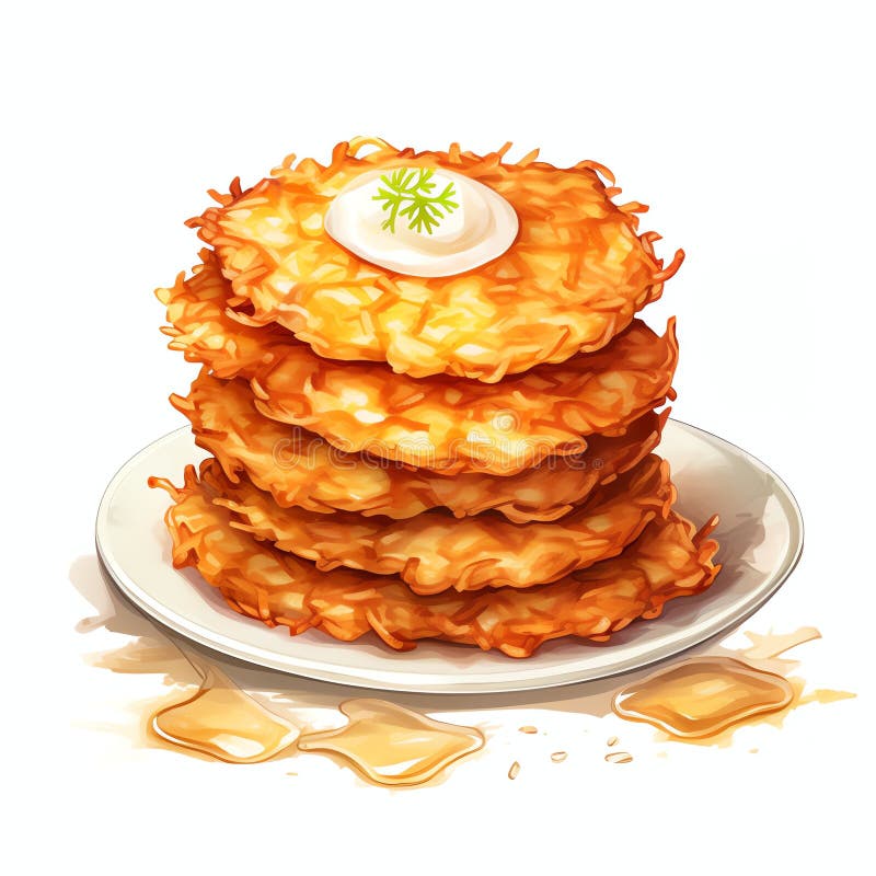 Latkes hanukkah żydowski akwarela ilustracji