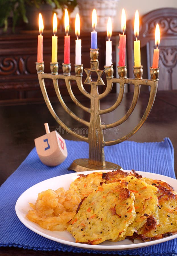 Latkes and menorah
