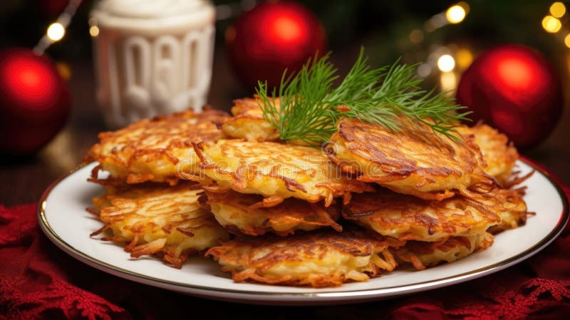 Latkes tradycyjny hanukkah traktuje idealnie święta świąteczne royalty ilustracja