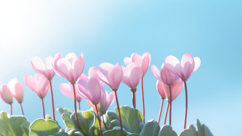 Lato. cyclamen kwiaty w słoneczny letni dzień. chleb wschodni. ai generacyjne ilustracji