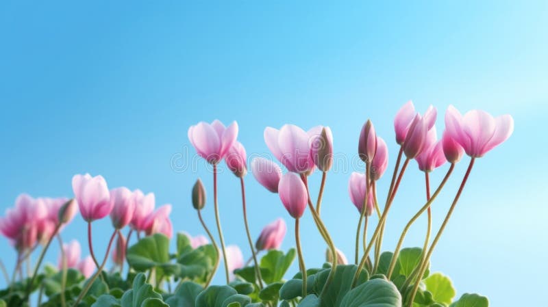 Lato. cyclamen kwiaty w słoneczny letni dzień. chleb wschodni. ai generacyjne ilustracja wektor